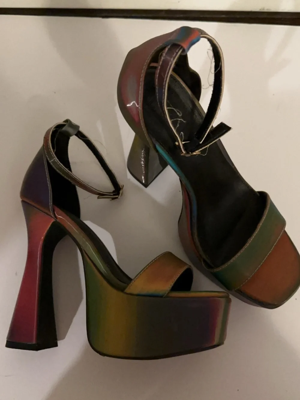 Dollskill x Poster Girl Groovy Afterparty Invite Platform Heels - Iridescent